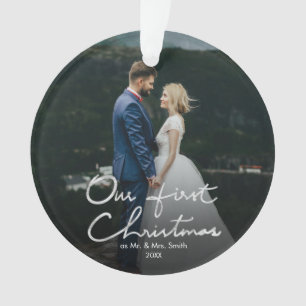 Our First Christmas Hand Lettered Christmas Ornament