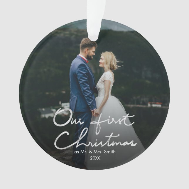 Our First Christmas Hand Lettered Christmas Ornament (Front)