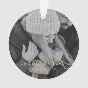 Our First Christmas Hand Lettered Photo Ornament