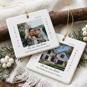 Our First Christmas in New Home Personalized Photo Ceramic Ornament