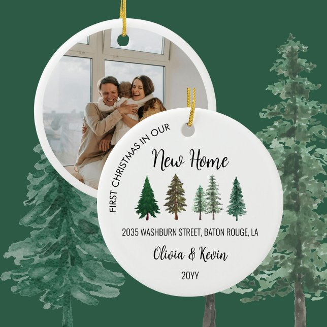 Our First Christmas in New Home Photo Ceramic Ornament (Creator Uploaded)