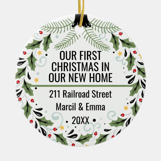 Our First Christmas In Our New Home 2023 Ceramic Ornament (Front)