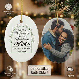 Our First Christmas in Our New Home Address  Ceramic Ornament