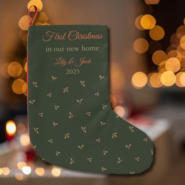 Our First Christmas In Our New Home Holly Pattern Small Christmas Stocking (Creator Uploaded)
