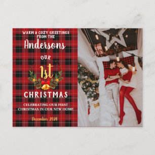 Our First Christmas in our New Home  Red Flannel Holiday Postcard