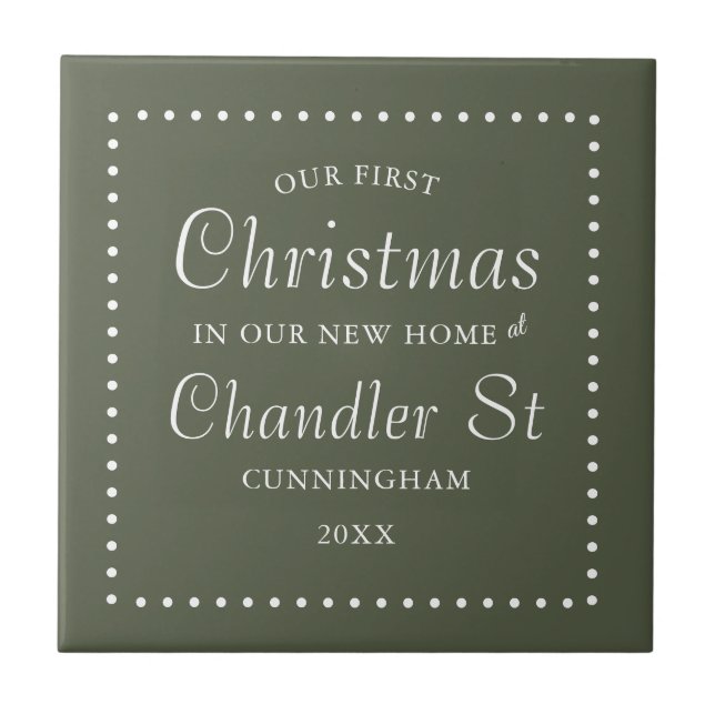 Our First Christmas in our New Home Simple Ceramic Tile (Front)