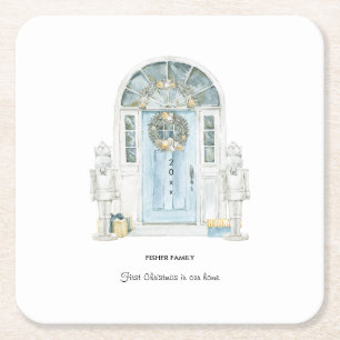 Our First Christmas in Our New Home Square Paper Coaster
