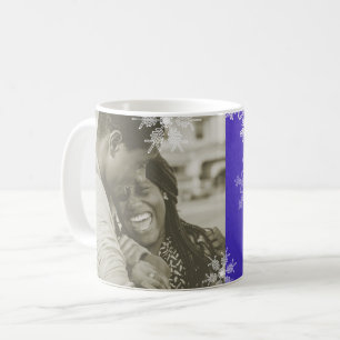 Our First Christmas Indigo Snowflakes Minimalist Coffee Mug