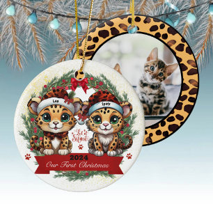Our First Christmas Leopard Spot Animal Print 🐾🐆 Ceramic Ornament