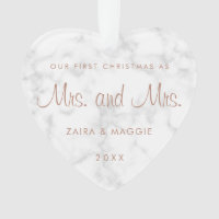 Our First Christmas Marble Rose Gold Lesbian