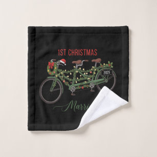 Our First Christmas Married 2025 Cute Tandem Wash Cloth