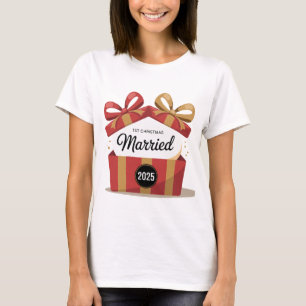 Our First Christmas Married 2025 Newlywed Keepsa T-Shirt