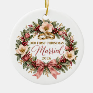 Our First Christmas Married 2026 Ceramic Ornament