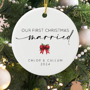 Our First Christmas Married Ceramic Ornament