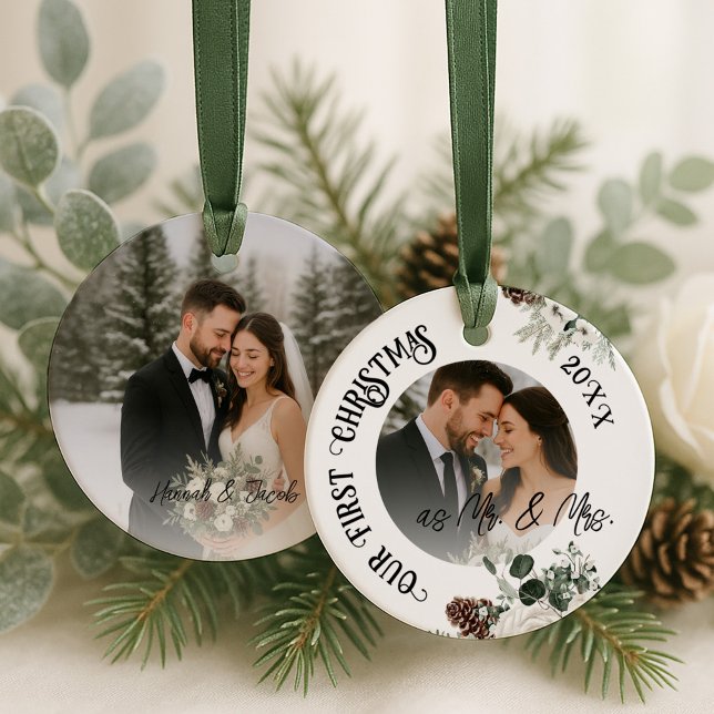 Our First Christmas Married Ceramic Ornament (Creator Uploaded)