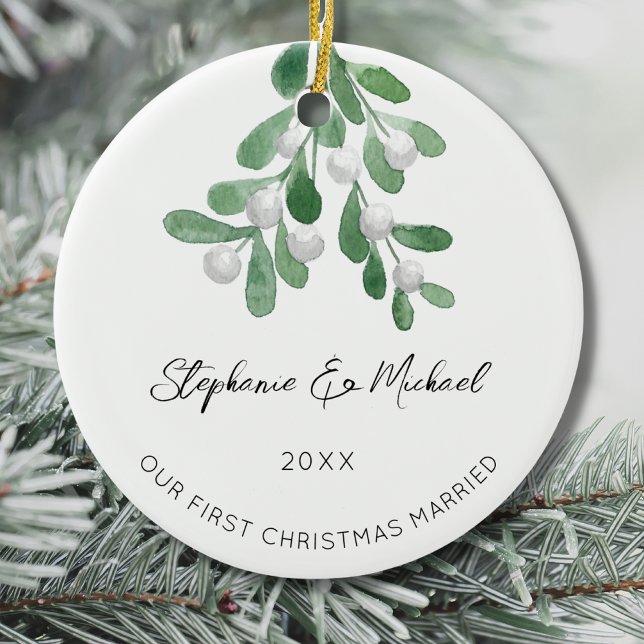 Our First Christmas Married  Ceramic Ornament (Creator Uploaded)