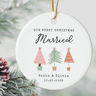 Our First Christmas Married Custom Couple Name Ceramic Ornament