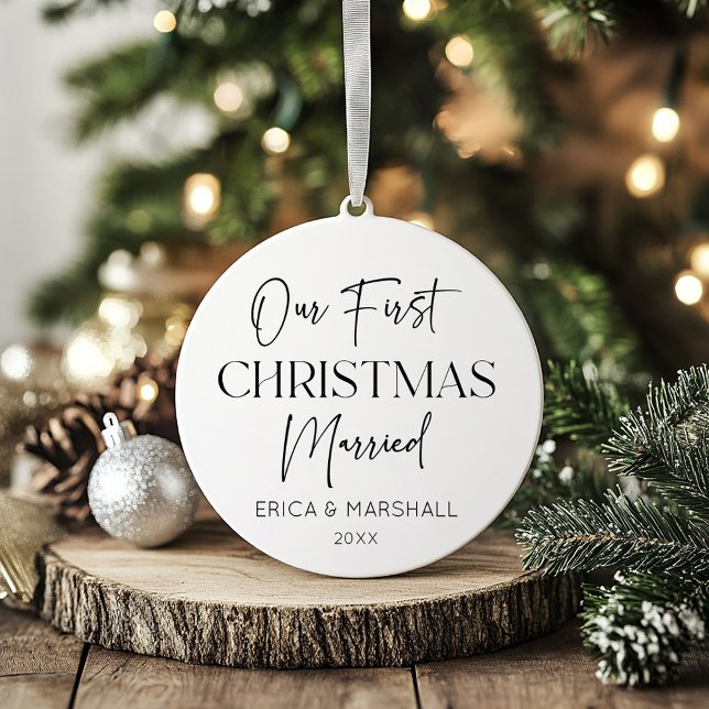 Our First Christmas Married Custom Name Year Ornament (Creator Uploaded)