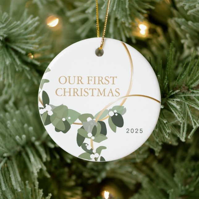 Our first Christmas Married Custom Photo Year  Ceramic Ornament (Tree)