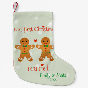 Our First Christmas Married - Cute Gingerbread Men Small Christmas Stocking