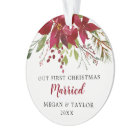 Our First Christmas Married Floral Ornament