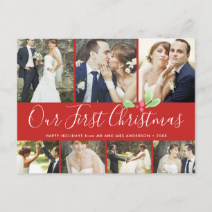 Our First Christmas Married Holiday 7Photo Collage Postcard