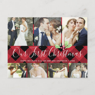 Our First Christmas Married Holiday 7Photo Collage Postcard