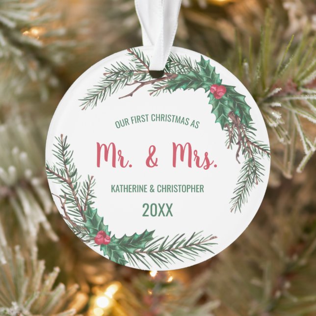 Our First Christmas Married | Mistletoe Ornament (Tree)