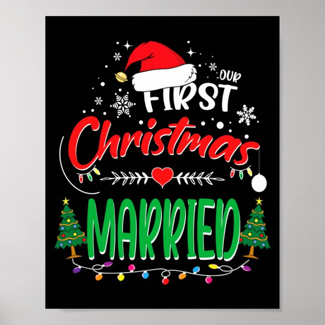 Our First Christmas Married Newlywed Mr And Mrs  Poster (Front)