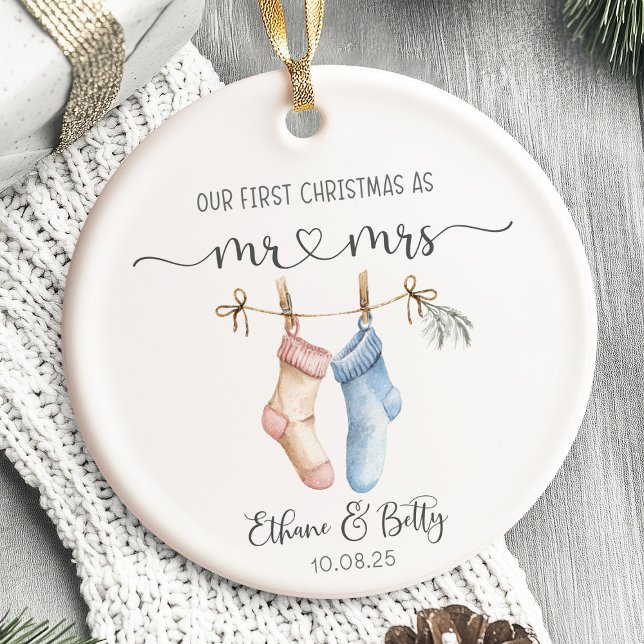 Our First Christmas Married Ornament (first christmas married ornament, newlywed christmas ornament, personalized couple ornament, just ma)