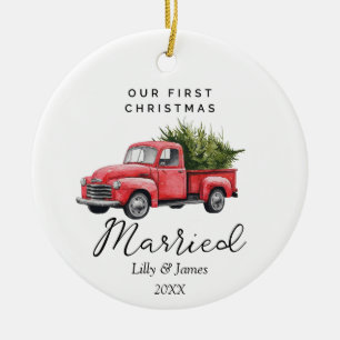 Our First Christmas Married Personalised Couple Ceramic Ornament