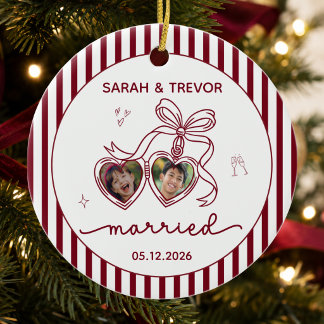 Our First Christmas Married Personalised Photo Ceramic Ornament