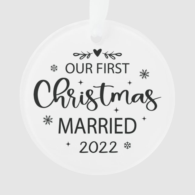 Our First Christmas Married Personalised Photo Ornament (Front)