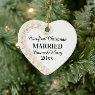 Our First Christmas Married Personalized  Ceramic Ornament