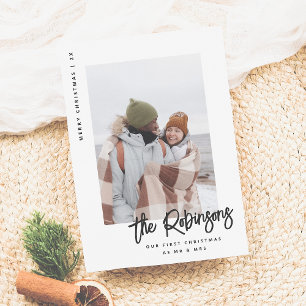 Our First Christmas Modern Married Newlywed Photo Holiday Card