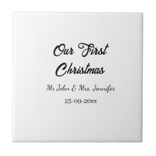 Our first Christmas Mr and Mrs couple name date Ceramic Tile