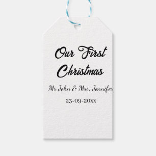 Our first Christmas Mr and Mrs couple name date Gift Tags