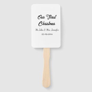 Our first Christmas Mr and Mrs couple name date Hand Fan