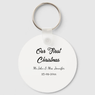 Our first Christmas Mr and Mrs couple name date Key Ring
