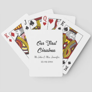 Our first Christmas Mr and Mrs couple name date Playing Cards