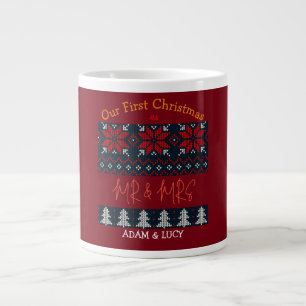 Our first Christmas Mr. and Mrs. /Couple newlywed Large Coffee Mug
