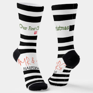 Our first Christmas Mr. and Mrs. /Couple newlywed Socks