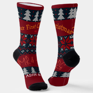 Our first Christmas Mr. and Mrs. /Couple newlywed  Socks