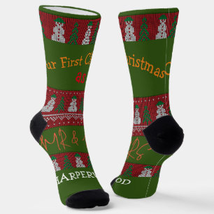 Our first Christmas Mr and Mrs / Couple newlywed Socks