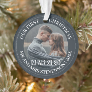 Our first Christmas Mr. and Mrs. newlywed elegant Ornament