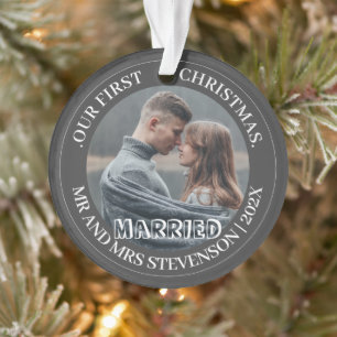 Our first Christmas Mr. and Mrs. newlywed elegant Ornament