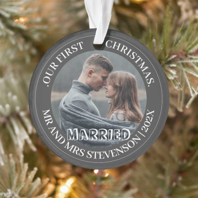 Our first Christmas Mr. and Mrs. newlywed elegant Ornament (Tree)