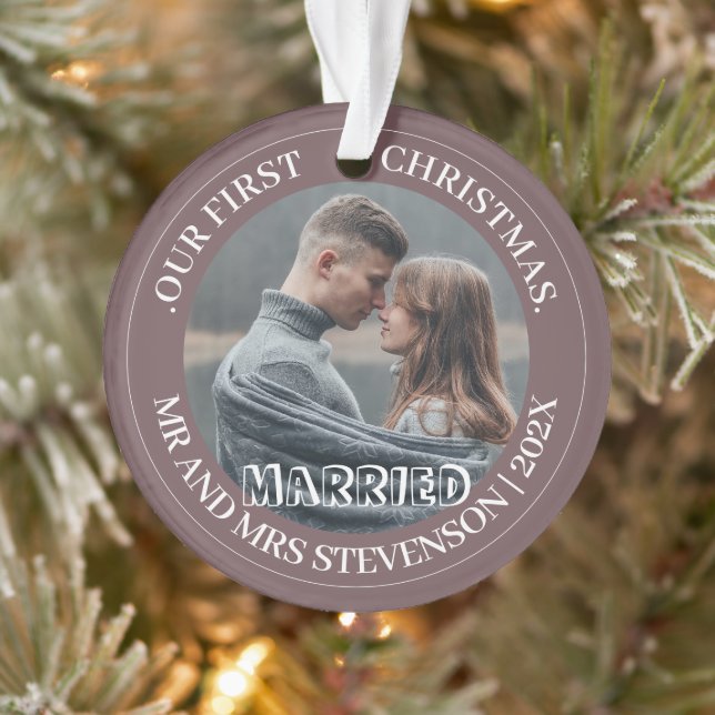 Our first Christmas Mr. and Mrs. newlywed elegant Ornament (Tree)
