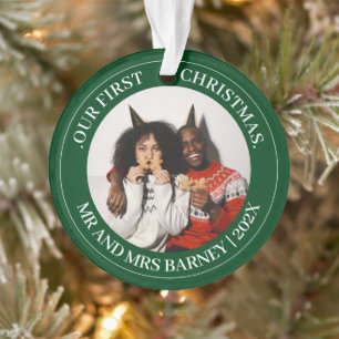 Our first Christmas Mr. and Mrs. newlywed elegant Ornament