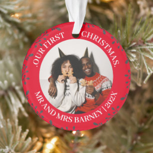 Our first Christmas Mr. and Mrs. newlywed elegant Ornament